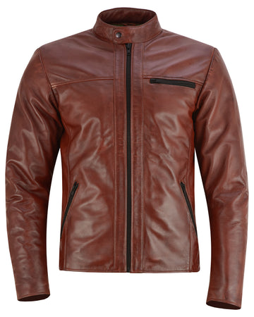 Vance Herren Echtlederjacke aus 100% Lammleder (Holzbraun)