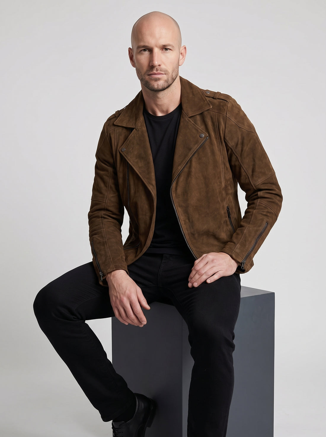 Vance Men's Genuine Leather basic biker jacket made from 100% cowhide