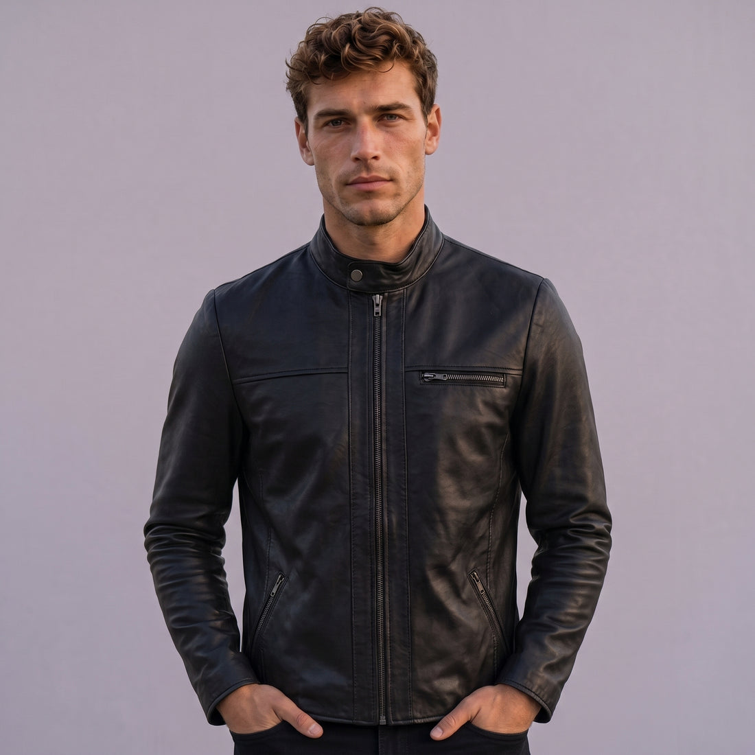 Vance Men's Genuine Leather Jacket made from 100% lambskin leather