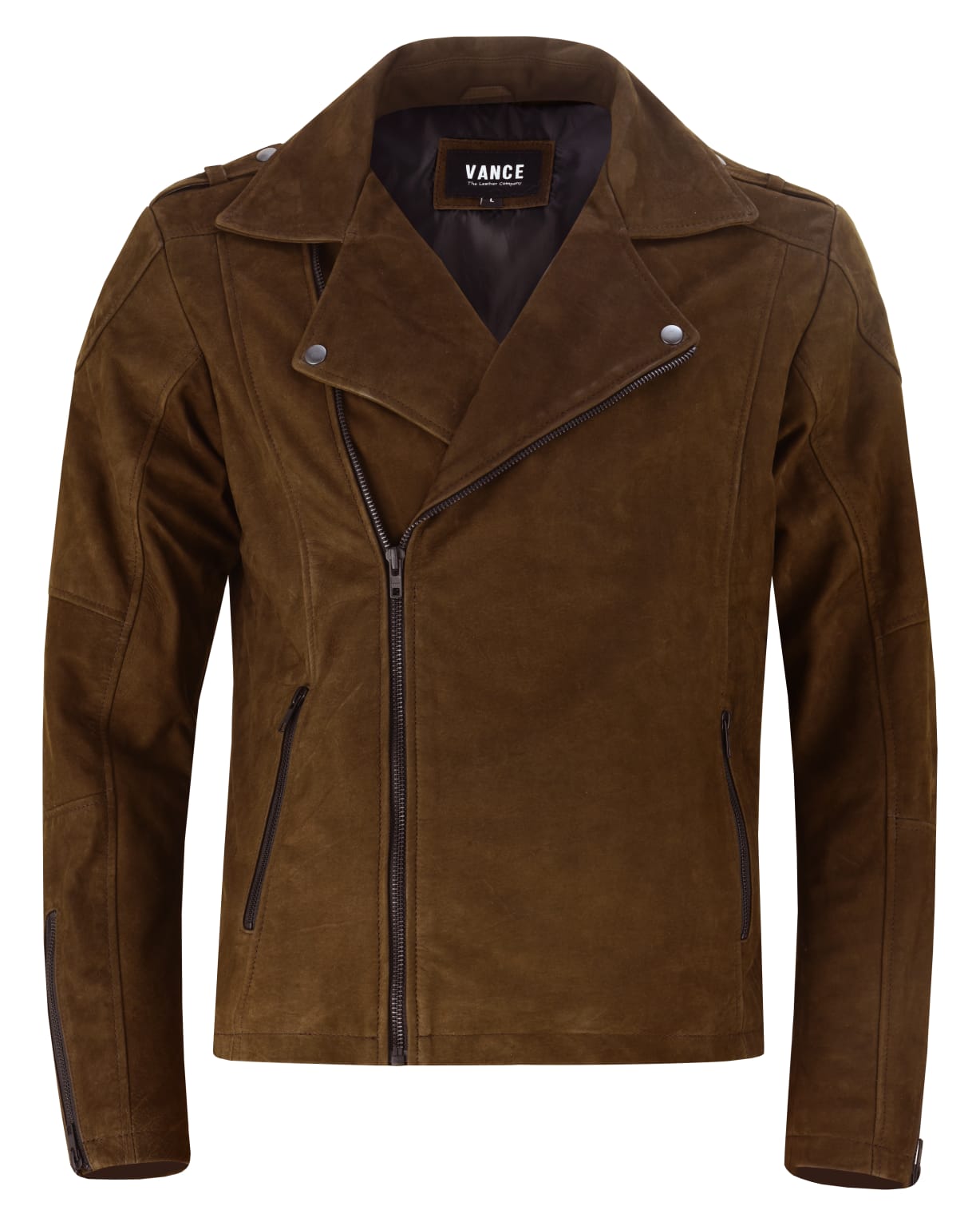 Vance Men's Genuine Leather basic biker jacket made from 100% cowhide